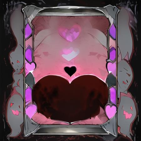 (bct2:1.8), black and pink color, cute and spooky style, ((plain card style)), plain black picture frame at the top, card a kawaii haunted house, heart ghosts in the text box, title space in the middle, masterpiece, best quality  <lora:add_detail:-1.0> <lora:bct2_waifu_basic:1.8>