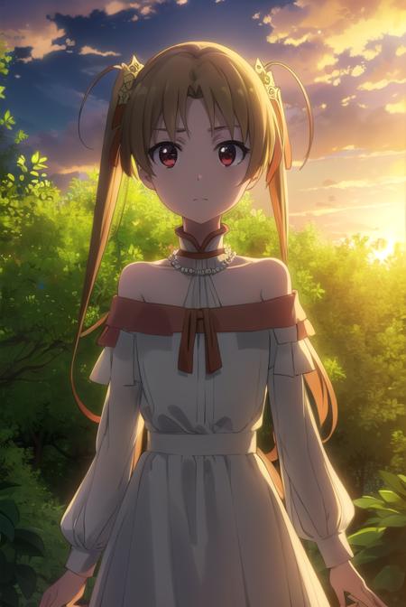 sherrytueli, <lora:sherry tueli s2-lora-nochekaiser:1>,
sherry tueli, long hair, brown hair, hair ornament, twintails, (brown eyes:1.5), star \(symbol\), star ornament,
BREAK dress, bare shoulders, jewelry, necklace, frills, long sleeves,
BREAK outdoors, forest, nature, sun, sky, clouds, trees, grass,
BREAK looking at viewer, (cowboy shot:1.5),
BREAK <lyco:GoodHands-beta2:1>, (masterpiece:1.2), best quality, high resolution, unity 8k wallpaper, (illustration:0.8), (beautiful detailed eyes:1.6), extremely detailed face, perfect lighting, extremely detailed CG, (perfect hands, perfect anatomy),