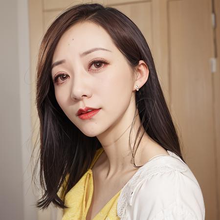 absurdres, best quality, looking at viewer, face to viewer, 35yo, yellow dress, short hair, white hair, crying,
1girl, face, close-up,  teeth, <lora:000_HANXUE_V5:1>