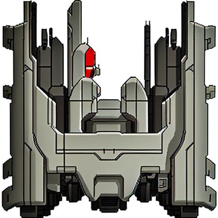 FTL spaceship, solo, simple background, white background, no humans, transparent background, robot, mecha, science fiction, straight-on <lora:FTLShips-10:1>