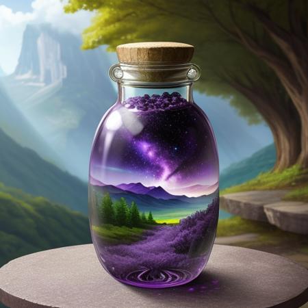 beautiful scenery nature glass bottle landscape, , purple galaxy bottle,