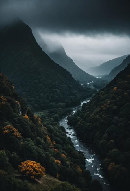 The scene captured by the Sony A7IV with a 20mm G Master lens set at a wide aperture of F1.5 unfolds with haunting beauty, enveloped in a moody and melancholic atmosphere.