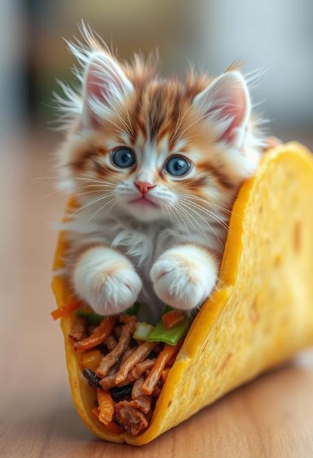 A fluffy kitten in a taco!,absolutely adorable,uwu,cute