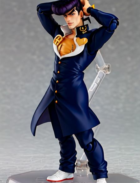 detailed face, 1boy,  <lora:josukejojo2:1.2> , solo, gakuran ,(best quality), (ultra detailed),(highres), absurdres, ((josukejojo)), closeup halfbody fullbody product photo,  figurine, pvc <lora:figmaAnimeFigures_figma:1> figma figure