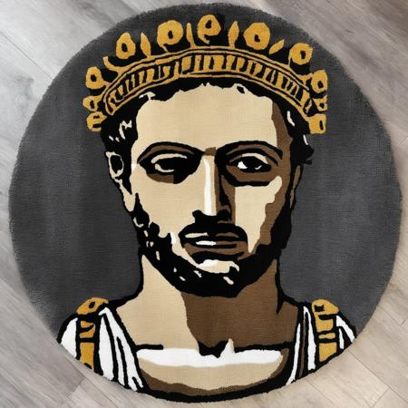 <lora:tufted_rug_style_xl_v1:1> roman emperor statue, tufted rug style