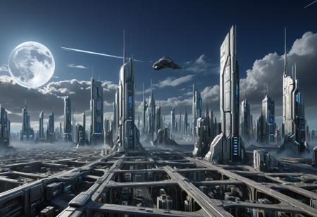 realistic, RAW photo, high quality, Stable_Yogis_PDXL_Positives, outlook photo of a huge <lora:skyline-Pony:0.3> sky, made of , in , <lora:Cyberpunk_Architecture_(Architecture)_(SDXL)_(AD):0.6> Cyberpunk Architecture vast city with full moon,sci-fi city,<lora:ARCHILOOP:0.3> archiloop,street signs, in <lora:GBF_Illustrious:0.5> gbf_style, featuring