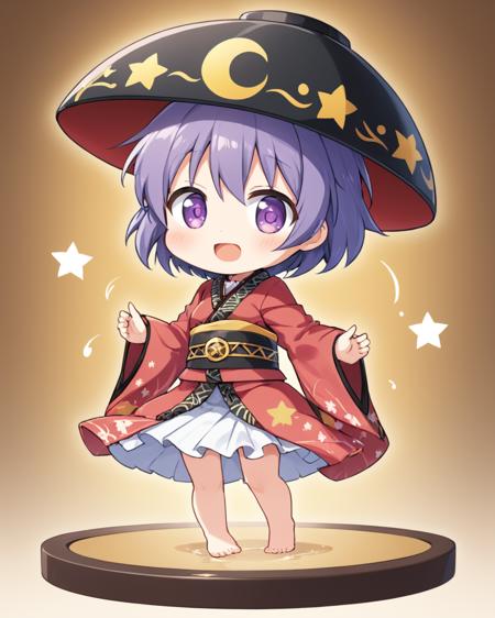 sukuna shinmyoumaru,1girl, minigirl, bowl_hat, kimono, solo, food, flying_sweatdrops, barefoot, chibi, open_mouth, obi, wide_sleeves
<lora:sukuna_shinmyoumaru_image2500_2023-12-20-000006:1>,star-shaped_pupils,symbol-shaped_pupils,. gorgeous,key visual, vibrant, studio anime,award-winning, professional, highly detailed,high budget, cinemascope