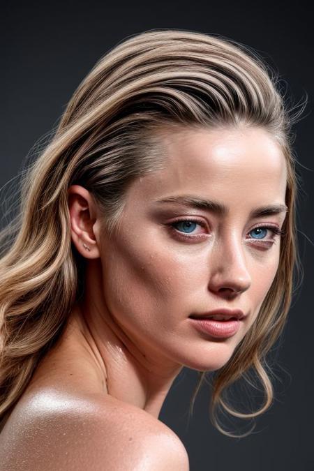 (CR-AmberHeard-aicelebart:0.85), full color portrait of woman, (oiled shiny skin:1.0), face close up, (clean slick hair:1.2), nude, naked,
masterpiece, best quality, sharp focus, highres 8k uhd, ultra-detailed, rim light, deep grey background,