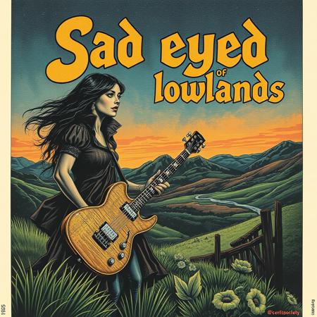"sad eyed lady of the lowlands", 1960's epic rock poster art.
