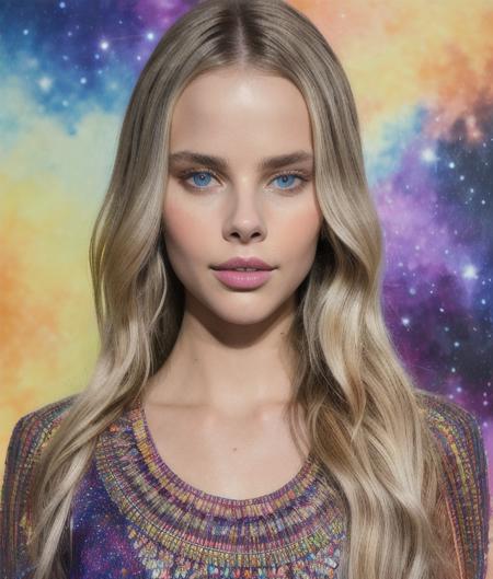 ultra realistic photo portrait of Scarlett Leithold cosmic energy, colorful, painting burst, beautiful symmetrical face, nonchalant kind look, realistic round eyes, tone mapped, intricate, elegant, highly detailed, smooth, sharp focus, illustration, dreamy magical atmosphere, 4k, 8kr,<lora:lora_RealisticFined:1.9>