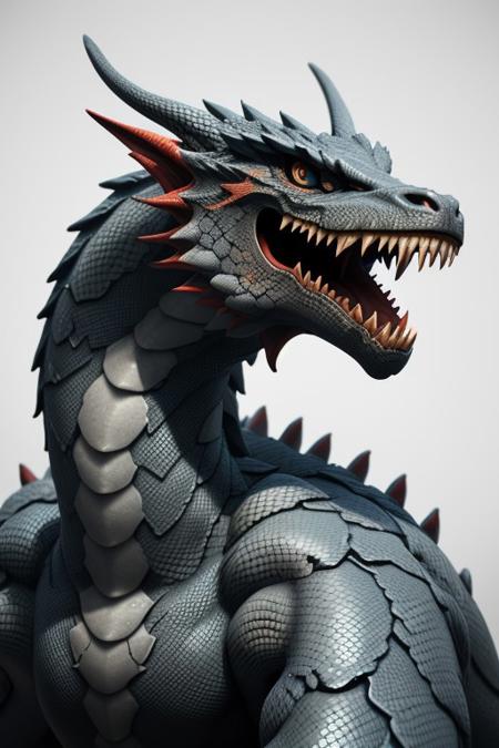 Asian dragon,  White snake gradient  color, rough, textural, broad brush strokes, red color prominent detailed, alienzkin, silhouette, c4d, blender, raytracing, unreal engine 5, render 3d, face close up, Red Simple background,