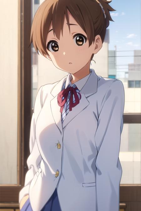 konuihirasawa, <lora:ui hirasawa s2-lora-nochekaiser:1>, 
ui hirasawa, short hair, brown hair, (brown eyes:1.5), ponytail,
BREAK sakuragaoka high school uniform, school uniform, uniform, blazer, shirt, white shirt, collared shirt, skirt, pleated skirt,
BREAK indoors, classroom,
BREAK looking at viewer, (cowboy shot:1.5),
BREAK <lyco:GoodHands-beta2:1>, (masterpiece:1.2), best quality, high resolution, unity 8k wallpaper, (illustration:0.8), (beautiful detailed eyes:1.6), extremely detailed face, perfect lighting, extremely detailed CG, (perfect hands, perfect anatomy),