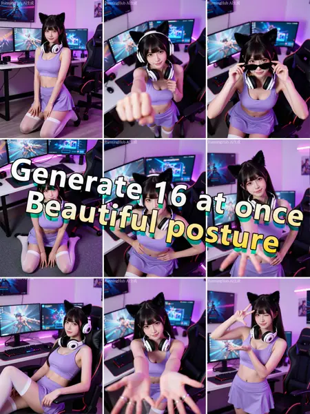 Generate 16 photo pose images from one image