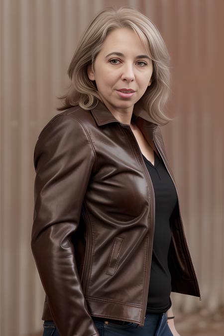 memav1,   older woman, brown leather jacket, dramatic light,
realistic, highly detailed,
 <lora:MeanMary_memav1:0.8>