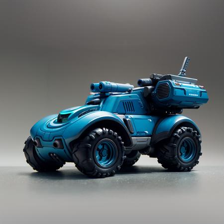 tank, game project design, sci-fi style, tracks, no man, track, cannon, twin barrels, black stripes, science fiction, blue shell, weapon, gradient background, gray background<lora:Vehicles:1>