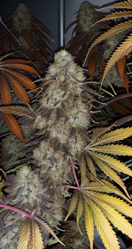 <lora:GANnabis:1> GANnabis, a photo of beautiful naked woman holding marijuana flower and leaves, sour diesel OG cannabis strain, dark leaves, colorful, showcase photo