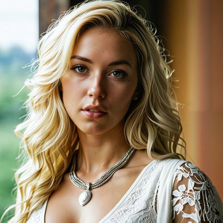 close up analogue photo of a beautiful 25 years old platinum blond woman, clear focus, high resolution image, analogue photo of a beautiful 25 years old woman, clear focus, high resolution image, <lora:Arianwen_SDXL:0.65>,wearing The Boho Chic: A bohemian-inspired ensemble, flowing maxi skirt, and an abundance of layered necklaces and bangles, natural hair, perfect eyes, detailed eyes, detailed iris, realistic skin, absolute perfect tits, soft tits, natural tits, low light, soft natural light, Rembrandt style light, Hasselblad DLSR camera, 200mm Zeiss lens, f/2.8,,high quality, film grain, Fujifilm XT3, 8k uhd, dslr, film grain, kodak tri-x 400 film, grain photo DOF, faint lighting, dynamic angle, cinematic, Depth of field, bokeh, best quality, cinematic, light particles, highly_detailed, very_aesthetic, golden hour, beautiful_and_aesthetic ,Sexy pose, erotic pose, exhibitionism, ,Swiss chalet