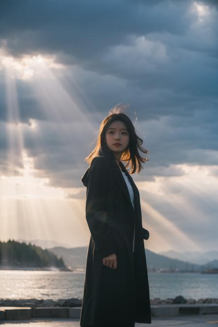 Best Quality,Masterpiece,Ultra High Resolution,(Realisticity:1.4),Original Photo,Cinematic Lighting,
1Girl,full body,light rays,Tyndall effect,outdoor,cloud,<lora:Tyndall effect_Light v1.1:0.6>,