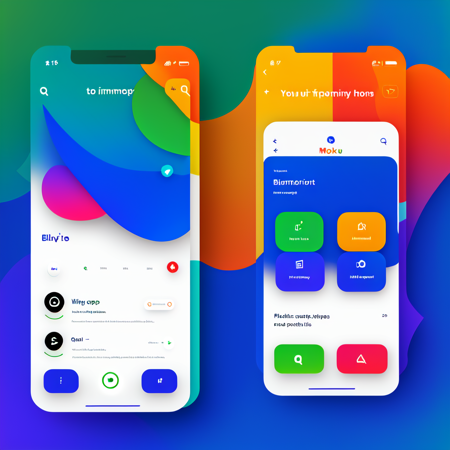 <lora:UI-UX:0.8> UI-UX Style, mobile app mockup for a banking service with blue and green theme