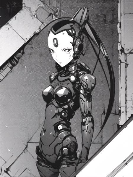 cyborg woman upper body view <lora:Blame!:1>