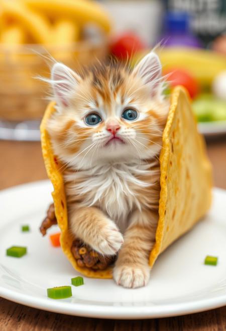 A fluffy kitten in a taco!,absolutely adorable,uwu,cute