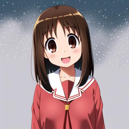 <lora:AyumuLoRAV2:0.7>, 1girl, solo, ayumu kasuga, brown hair, brown eyes, looking at viewer, smile, open mouth, school uniform, serafuku, white sailor collar, white background