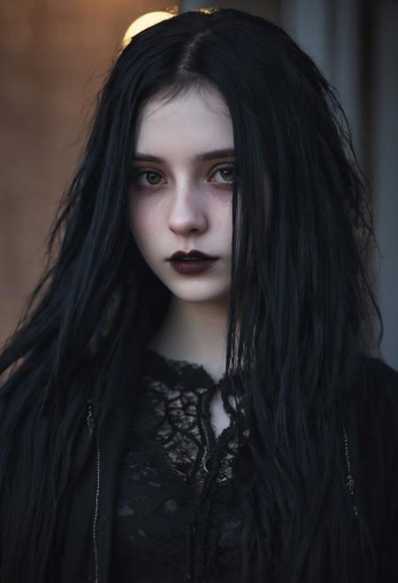 (((top-priority))), real-life, goth-girlfriend, split ambient twilight light, shallow focus, realistic shadows, ideal, vellus hairs, best image, best quality, depth of field, perfect composition, suggestive:1.2,