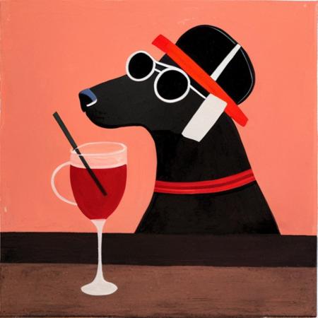 masterpiece, best quality,
painting \(medium\), illustrious,
style1,solo,simple background,
black dog,sketch,sunglasses, hat,drink,
<lora:Inset-V1.1:0.99>