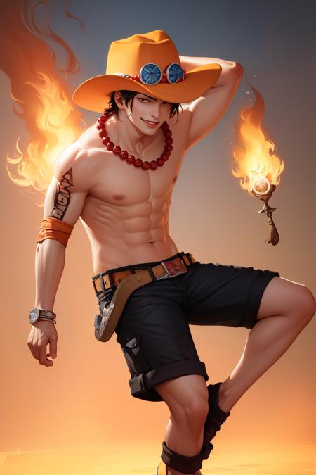 portgas d. ace hat topless male shorts belt jewelry necklace