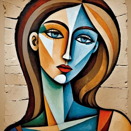 Picasso cubism art of a woman,subtle colors, minimalist, faint,   <lora:gihadid_xl_1_standard-000094:1.0>