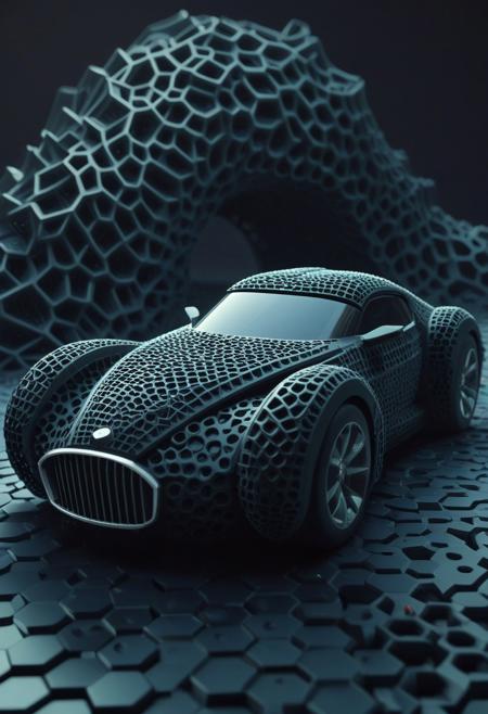 sport car, art deco design, 
voronoi, pixelized, voxels, close up, 
futuristic, otherworldly, dramatic scene,