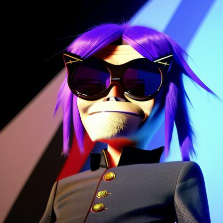 3d render of an excentric long haired man in the style of newgorillaz, octane render, highly detailed, fine details, (centered), 4k