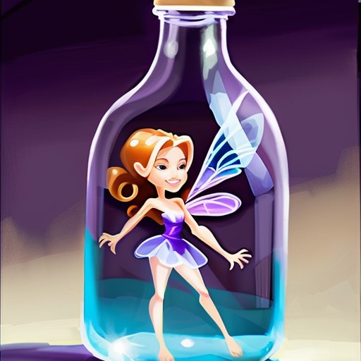 cute fairy in a bottle, stylized game icon, by greg manchess, trending on artstation