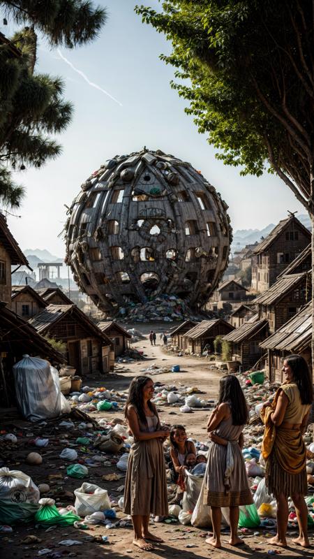 a portrait of mysterious entities, scary grin512, <lora:XSArchi_127:0.3> fantasy idiot tribal cities, ((trash, villages, family:1.3)), (stone, ethnic engraving), neanderthal and homo sapiens war, trash field, market, snail, majestic apartment, tree house, golden cities, wonderful cinematic, futuristic, scifi, magical, <lora:djzMarketplaceV21:0.2> marketplace style, crowd, people, standing, building, pottery, garden, ((perfect quality)), <lora:add_detail:1>