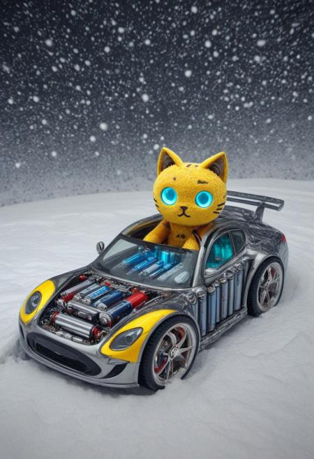 B4TT3R13S, cuteup, cute, cutieup, neko made of batteries, Pencil_morph_style, cat made of battery, snow, ice, Surreal with macabre undertones, earthy surreal edge,  feline made out of countless batteries,snow, ice, hyper detail, masterpiece, score_10, randshadscree, anime drawing style, anime movie, driving at high speed,countless galaxy,yellow, kitty made out of coffee, snow, ice, bright blue and yellow energized sport car, score_9, score_8_up, score_7_up, score_6_up, shiny, shiny, cloudy forest, Made of fluffy clouds, clutter, trash, fr0stwrld, snow, ice, B4TT3R13S