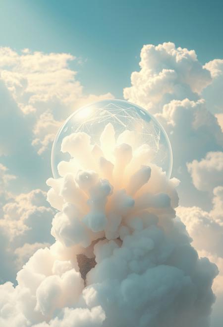 A Highly Detailed White Crystal Orb Full of Clouds