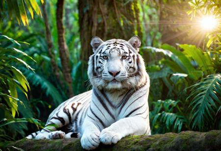 panther sitting in lush and vast jungle, ultra high quality, brilliant, highly detailed, UHD 8k, (crisp details), sharp focus, full body, cinematic white tiger sitting in lush and vast jungle, ultra high quality, brilliant, highly detailed, UHD 8k, (crisp details), sharp focus, full body, cinematic extremely detailed wallpaper, highly detailed, extremely detailed, Cinematic Lighting, sparks, lensflare, rim lighting, backlighting, Chromatic Aberration, RTX, Post Processing,