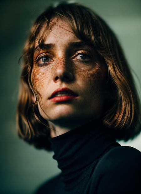 A stunning intricate full color portrait of (sks woman:1),wearing a black turtleneck, epic character composition, by ilya kuvshinov, alessio albi, nina masic, sharp focus, natural lighting, subsurface scattering, f2, 35mm, film grain, <lora:locon_maya_v1_from_v1_64_32:1.4>