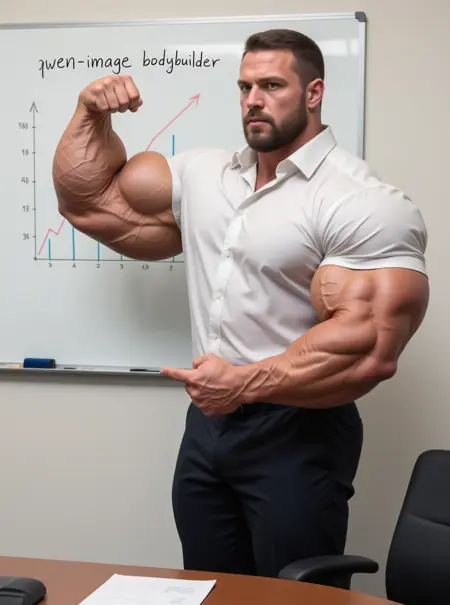 qwen-image muscular bodybuilder | nice muscle