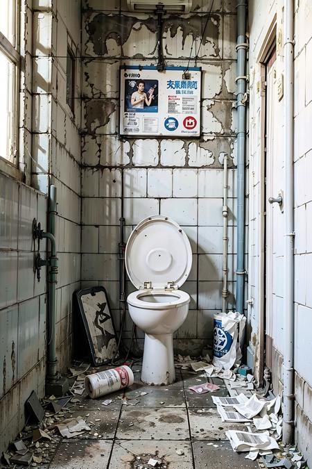 (no humans:1.3),indoors,<lora:dirty toilet_v1:0.5>,ruanyi053,public toilet,toilet,toilet paper,condom packaging,used condoms,dirty tiles,dirt,filth,dirty,dim lighting,beer cans,cups,bottles,newspapers,food,handrails,Dirt that cannot be washed away,yellow urine stains,urine on the floor,graffiti on the wall,((dark)),((night)),(dim lighting:1.2),dirty,(red-panic-button-positive:1.1),, (masterpiece:1.2), best quality, highres,extremely detailed CG,perfect lighting,8k wallpaper,photograph, photorealistic,