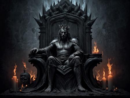 the haunted king of bad dreams
sits stonelike in his cold throne
the fire flickers but does not warm him