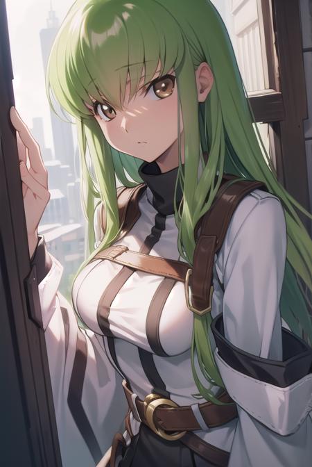 codegeasscc, <lora:cctest:1>, cc, (brown eyes:1.5), green hair, long hair, straight hair,
BREAK straitjacket, (white straitjacket:1.5), wide sleeves,
BREAK outdoors, city,
BREAK looking at viewer, BREAK <lora:GoodHands-vanilla:1>, (masterpiece:1.2), best quality, high resolution, unity 8k wallpaper, (illustration:0.8), (beautiful detailed eyes:1.6), extremely detailed face, perfect lighting, extremely detailed CG, (perfect hands, perfect anatomy),