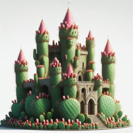 Castle, bif castle,  tech  <lora:Prickly Pear Style v1:1>, Prickly Pear Style,