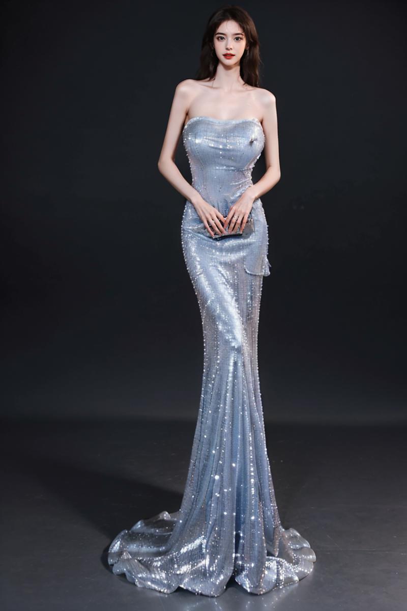 Blue gradient fishtail evening dress image by Joker1231