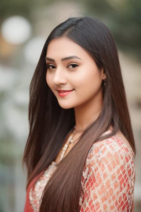 a photo of a 20-year-old woman, stylish, professional portrait, head-shot, slight smile, cute, background bokeh,hasselblade camera, 85mm lens,detaid fase, sharp focus on face,  kajalcha <lora:kajalcha-000001:1>