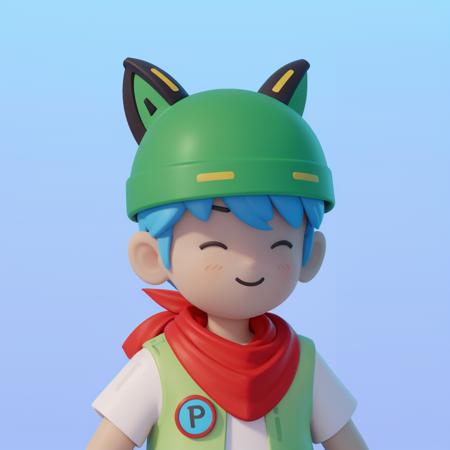 3d, blender, tinycore, toycore, sculpture <lora:3dcute:0.6> (white_background:1.3),1boy, closed_eyes, gradient, male_focus, red_scarf, scarf, solo, upper_body, solo, smile, shirt, 1boy, blue_hair, closed_eyes, white_shirt, upper_body, short_sleeves, male_focus, scarf, vest, gradient, helmet, red_bandana, 3d, blender, tinycore, toycore, sculpture