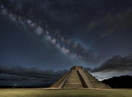 ch1ch3z Photography ch1ch3z, outdoors, sky, no humans, cloudy sky, building, scenery, Perfect geometries, building, warm light, grass, Spectacular sky, Starry sky, night, Sharpness, intricate details, orton effect, First floor, Wet, reflected,Blue lighting, night