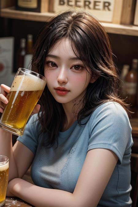 (RAW photo, best quality), (masterpiece:1.2), (realistic, photo-realistic:1.3), best quality, highres, 8k wallpaper, Amazing, finely detail, ultra-detailed,
women enjoying beer at a beer festival, most of the bodies were soaked in beer, holding a glass of beer,
