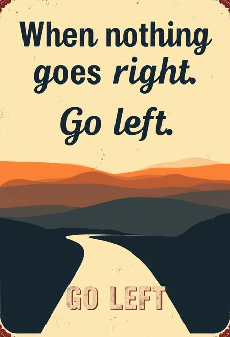 'When nothing goes right, go left'
Vintage poster design, retro design