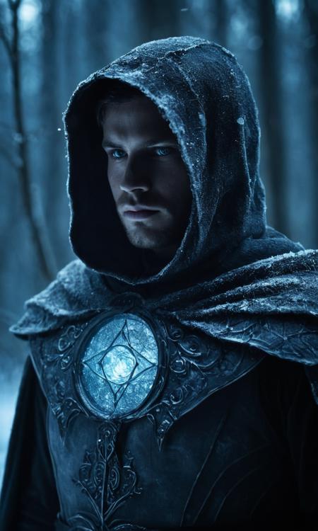 cinematic still A dark ghostly male silhouette. Messenger of the Frozen God. Cracked skin. light armor. Cracked armor. Canvas hood. Runic circle. Elements. Ice. Power from inside. Glowing eyes. Bokeh blur. ral-dissolve.BadDream photorealistic . emotional, harmonious, vignette, 4k epic detailed, shot on kodak, 35mm photo, sharp focus, high budget, cinemascope, moody, epic, gorgeous, film grain, grainy, gothic style A dark ghostly male silhouette. Messenger of the Frozen God. Cracked skin. light armor. Cracked armor. Canvas hood. Runic circle. Elements. Ice. Power from inside. Glowing eyes. Bokeh blur. ral-dissolve.BadDream photorealistic . dark, mysterious, haunting, dramatic, ornate, detailed, A dark ghostly male silhouette. Messenger of the Frozen God. Cracked skin. light armor. Cracked armor. Canvas hood. Runic circle. Elements. Ice. Power from inside. Glowing eyes. Bokeh blur. ral-dissolve.BadDream photorealistic, amazing detail, very detailed, creative, positive, cheerful, cute